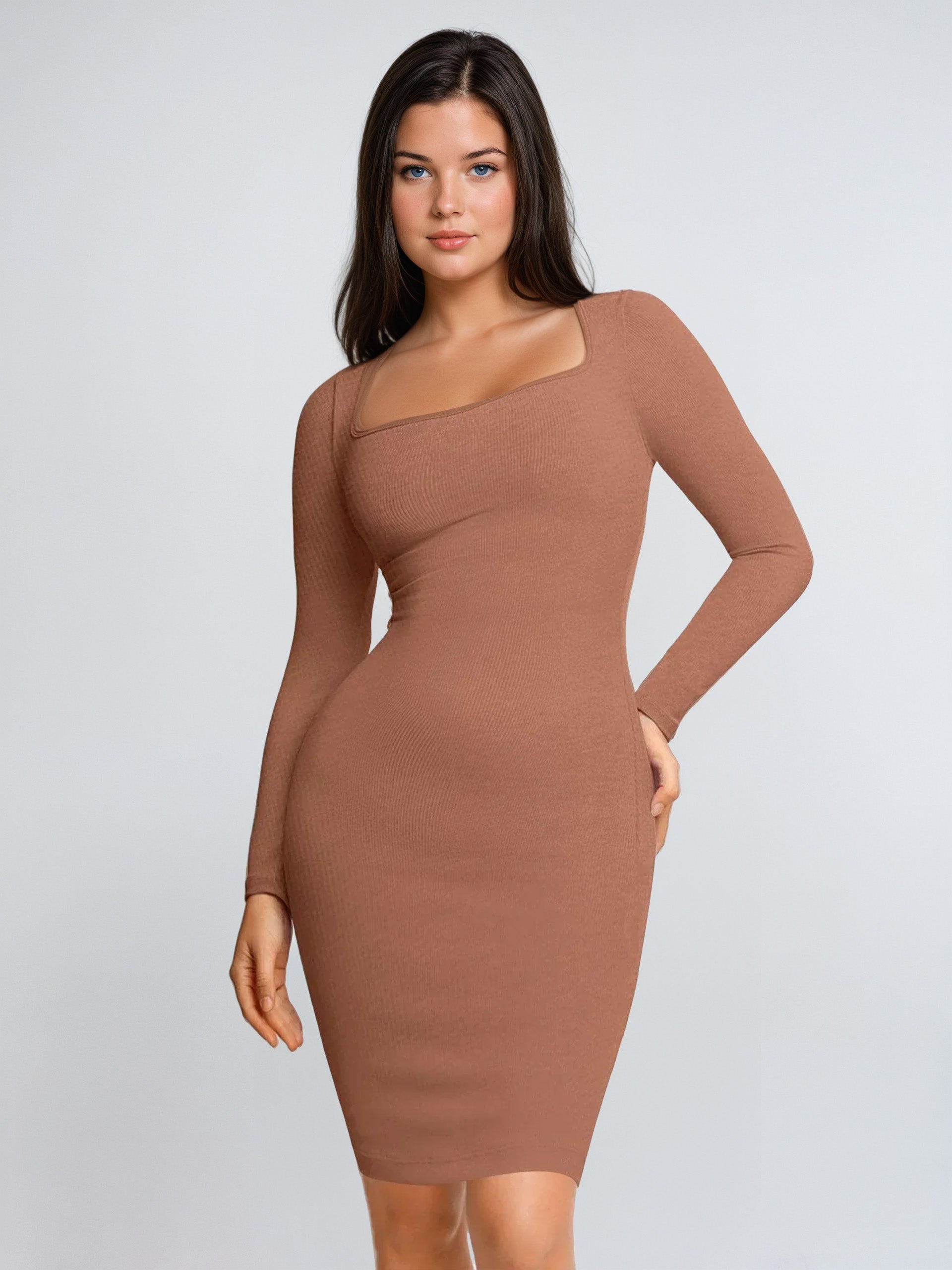 Vita Di Palma™ | Long Sleeve Midi Shapewear Dress