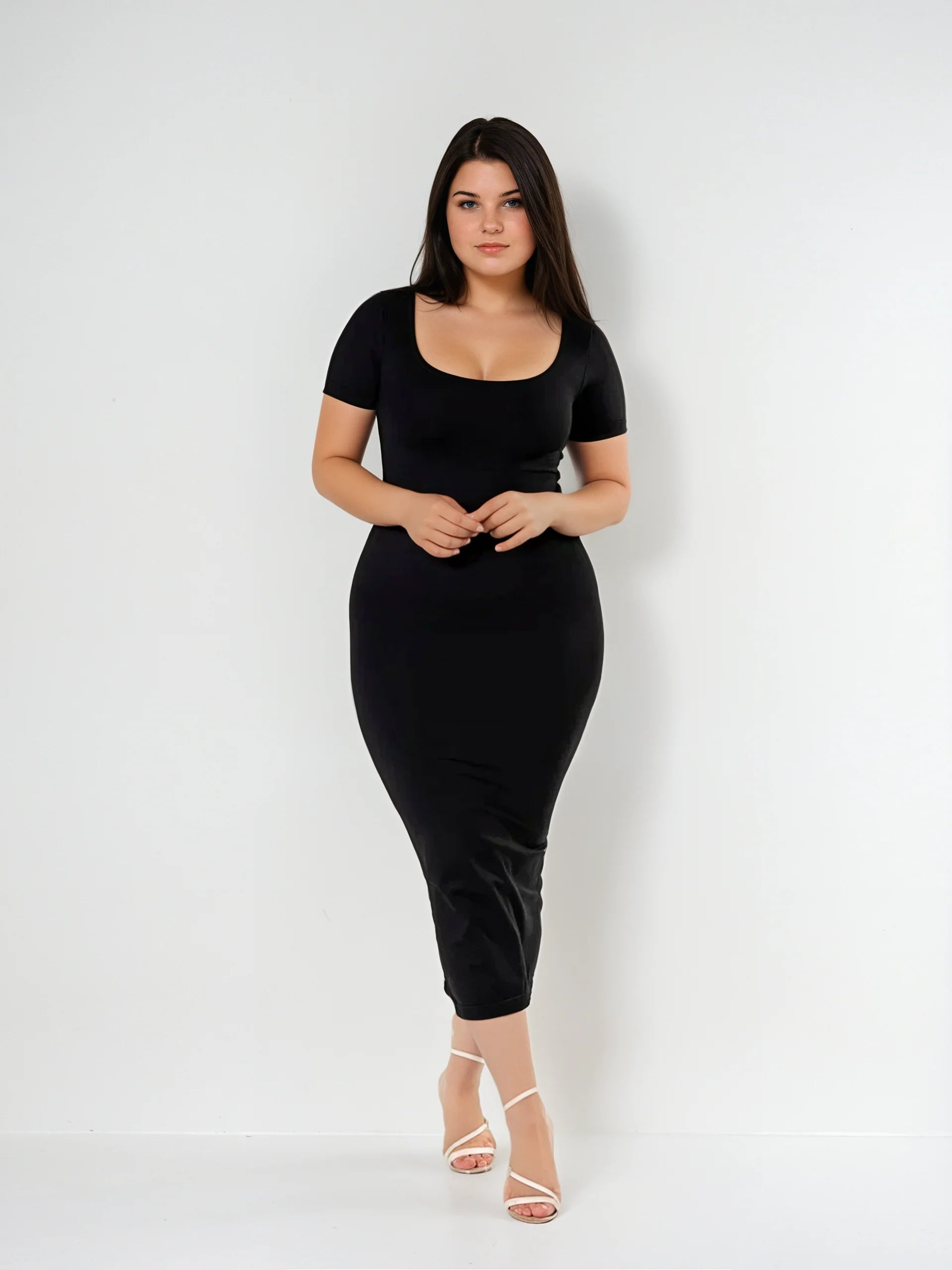 Vita Di Palma™ | Short Sleeve Midi Shapewear Dress